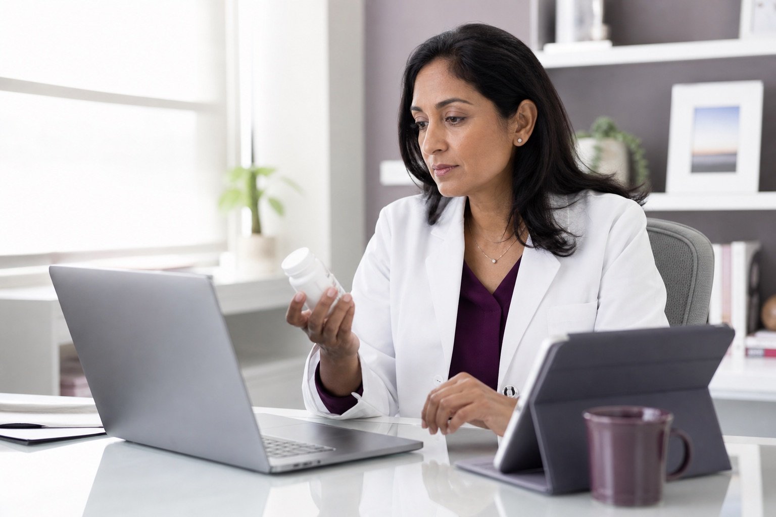Doctor reviewing a patient's existing medication in British Columbia