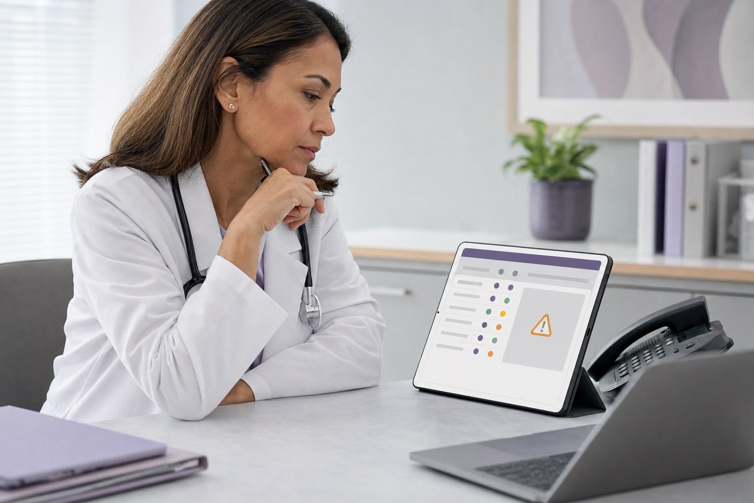 Doctor completing a prescription refill safety review in Canada
