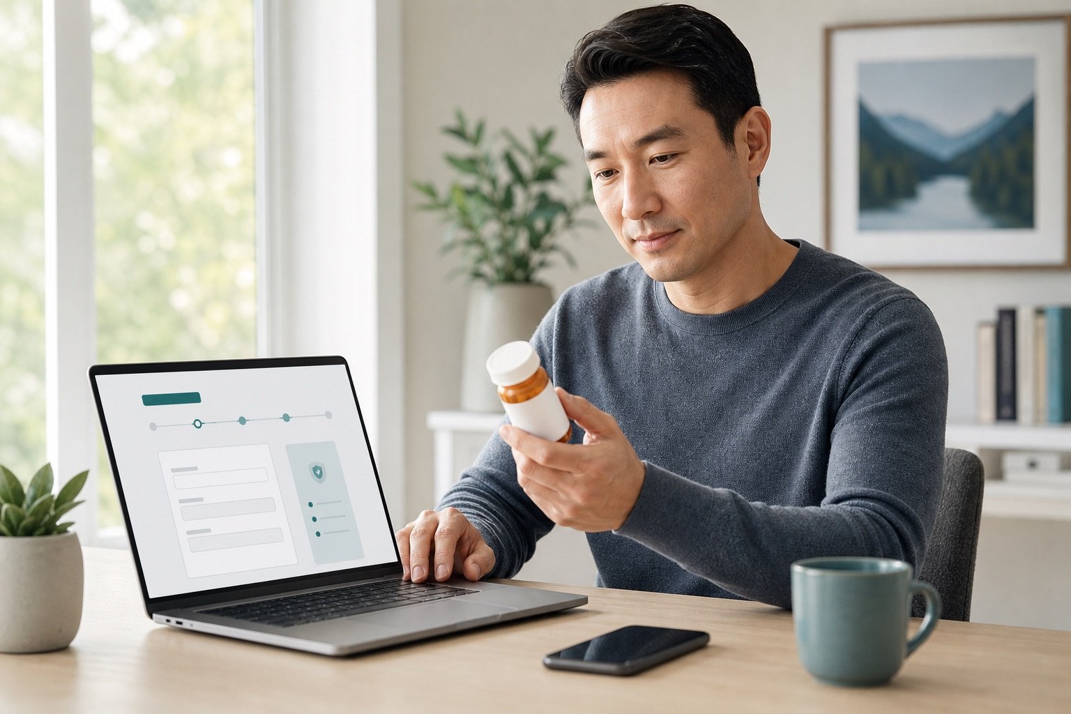 Patient starting an online prescription refill request in Canada